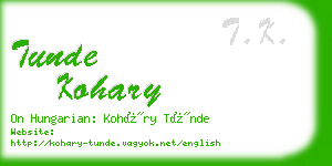 tunde kohary business card